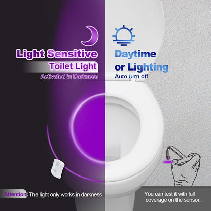 Toilet Light Motion Sensor 8 Colors Changing,Led Glow Bowl inside Toilet Light, Smart Night Light for Bathroom, Cool & Funny Ideal Gifts Stocking Stuffers for Dad Boys Men Women