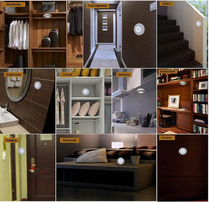 3 Pcs Motion Sensor Light Indoor,  Magnetic LED Night Light Battery Powered Step Lights Stair Closet Light under Cabinet Lighting Stick on Anywhere Lamp for Home Kitchen Hallway Cabinet Bathroom